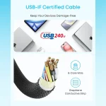 کابل شارژ USB-C به USB-C انکر Anker Zolo A8060 240W 1M White